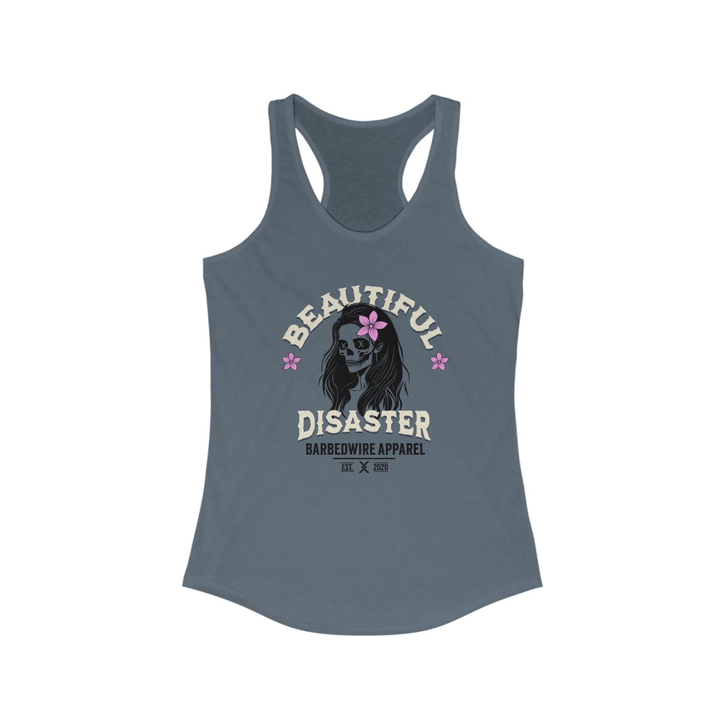 Barbed Wire Apparel Beautiful Disaster Ladies Racerback Tank Top